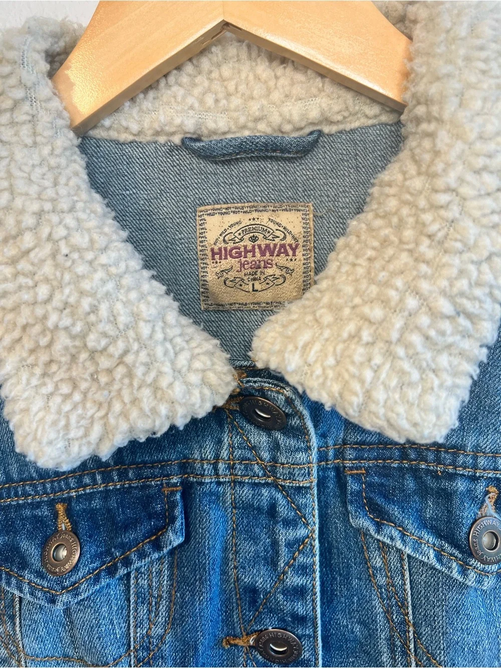 Highway Jeans Kids Sherpa Collar Denim Jacket - Youth Large